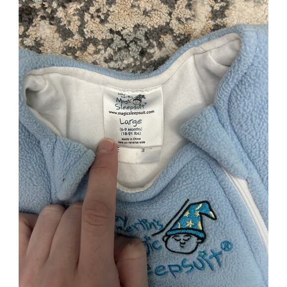 Baby Merlin’s Magic Sleepsuit Blue Fleece Size Large 6-9 months 18-21lbs - Picture 3 of 6